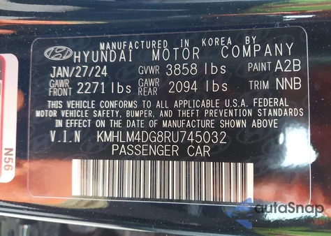 2024 Hyundai Elantra Sel z USA, uszkodzony, nr VIN KMHLM4DG8RU745032